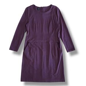 Talbots Plum Sheath‎ Dress Size 14 Long Sleeve Stretch Knit Classic Workwear